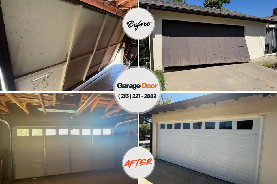 Before and after: garage door spring repair Bayou Country Club, LA